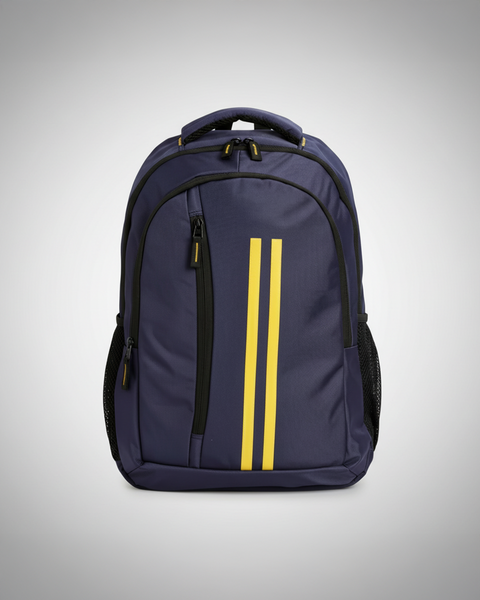 Navy Blue Backpack with Yellow Double Stripe 25L Laptop Carry