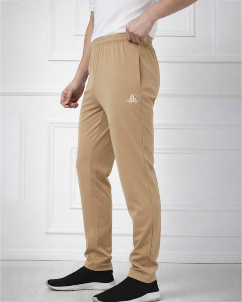 Beige NS Lycra Stretch Active Track Pants for Men