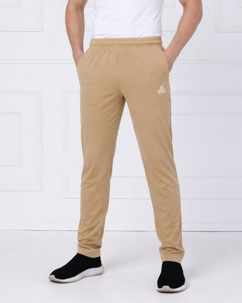 Beige NS Lycra Stretch Active Track Pants for Men