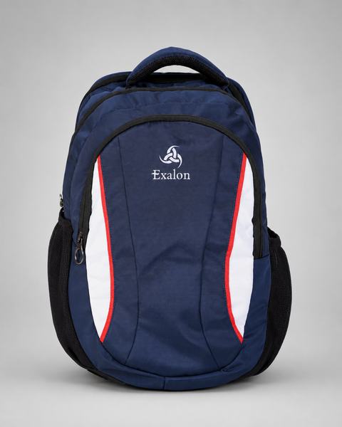 Premium Navy Blue Laptop Backpack with 3 Compartments & Bottle Pockets