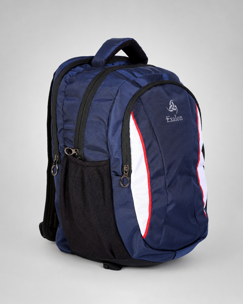 Premium Navy Blue Laptop Backpack with 3 Compartments & Bottle Pockets