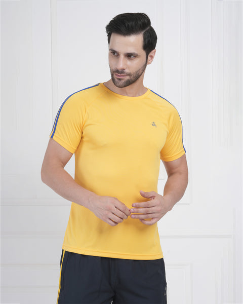 Vibrant Yellow Surge Active Round Neck T Shirt for Men Wear