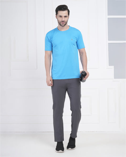 Aqua Blue Aeroflow Performance Round Neck T Shirt for Men