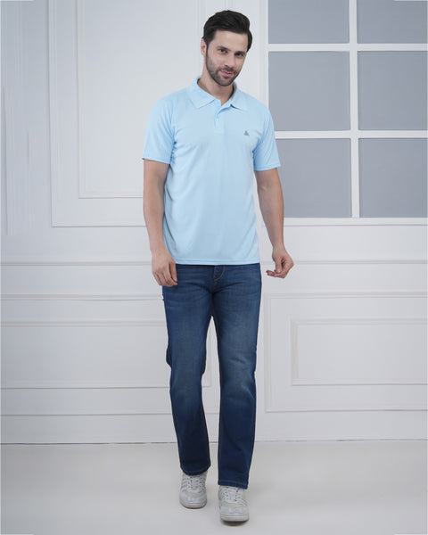 Ice Blue Cool Dry Polo for Men Stylish Workout and Daily Comfort