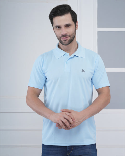 Ice Blue Cool Dry Polo for Men Stylish Workout and Daily Comfort