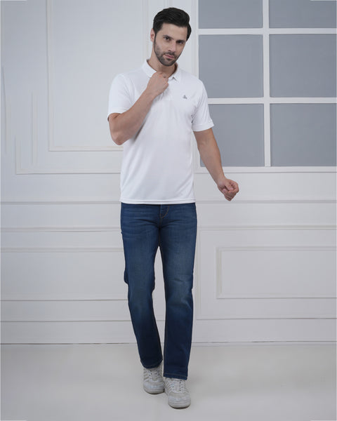 White Performance Polo T Shirt for Men Everyday Comfort Wear