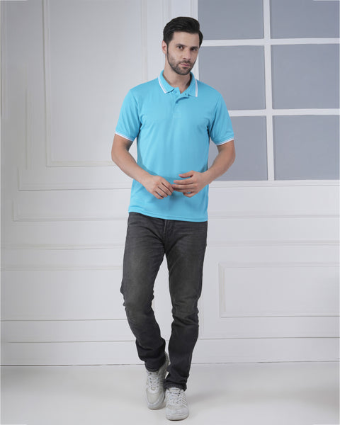 Soft Blue Polo T-Shirt with Clean Modern Finish