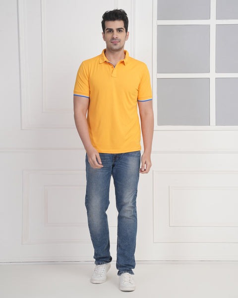 Dual-Tone Collar Polo T-Shirt for Men