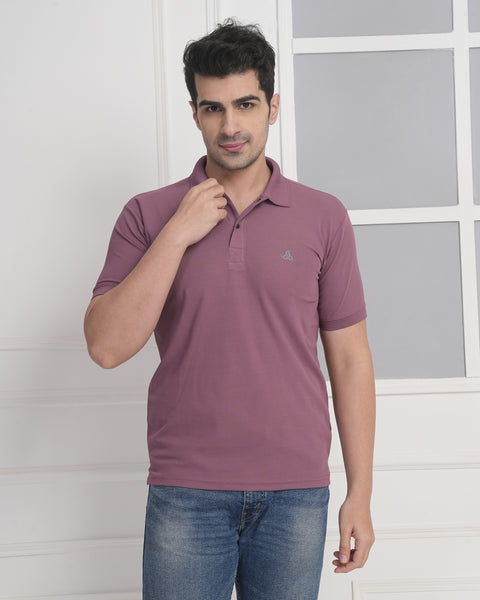 Exalon Aspire Muted Rose Regular Fit Polo T-Shirt for Men