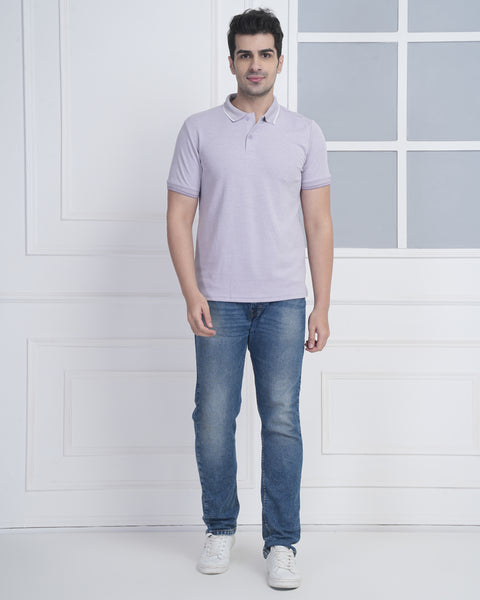 Lavender Polo Neck T-Shirt for Men