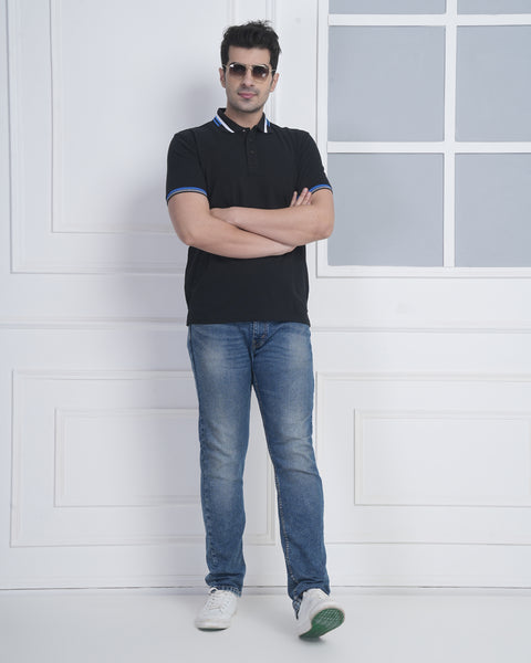 Exalon Classic Black Polo T-Shirt for Men