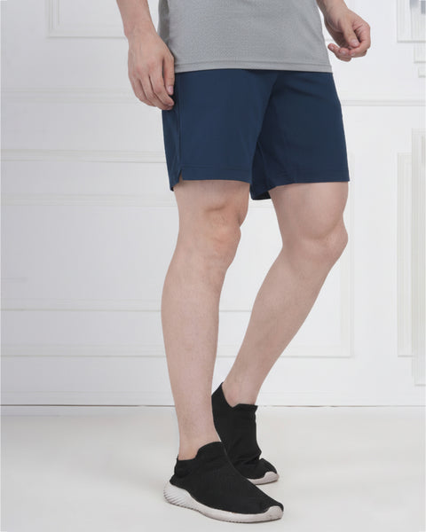 Navy Blue Performance Polyester Workout Shorts for Men