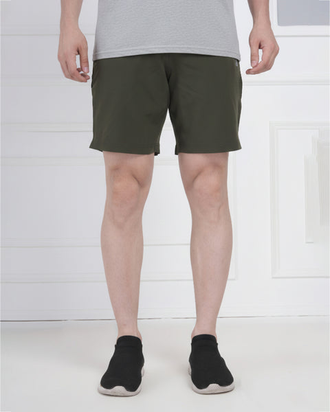 Olive Green Performance Polyester Gym Shorts for Men