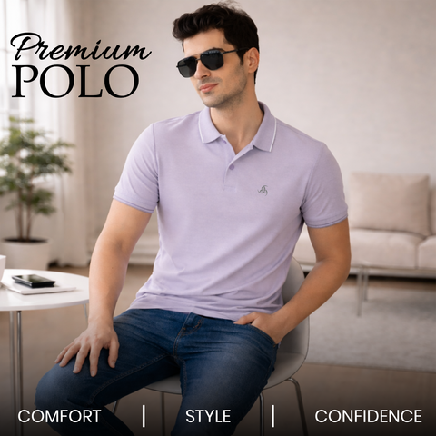 Lavender Polo Neck T-Shirt for Men