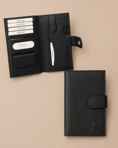 Executive Travel Passport Holder With Card Slots and Document Organizer