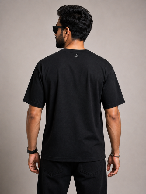 Positive Thinking Stay Strong Oversized Black Graphic T-Shirt for Men