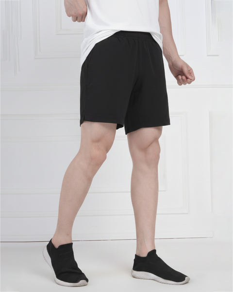 Black Performance Polyester Training Shorts for Men