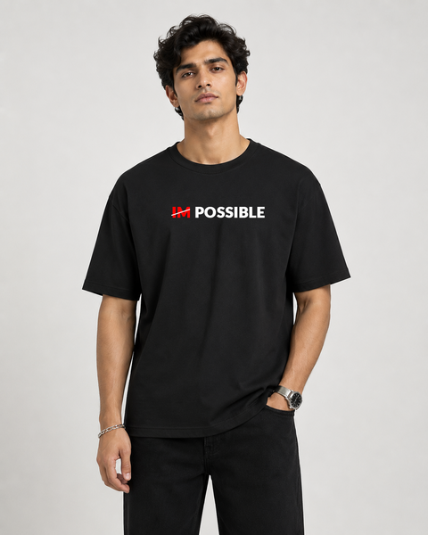 I’M POSSIBLE Motivational Typography Print Oversized T-Shirt