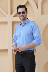 Men’s Premium Blue Formal Shirt | Filafil Fabric Office Wear Shirt