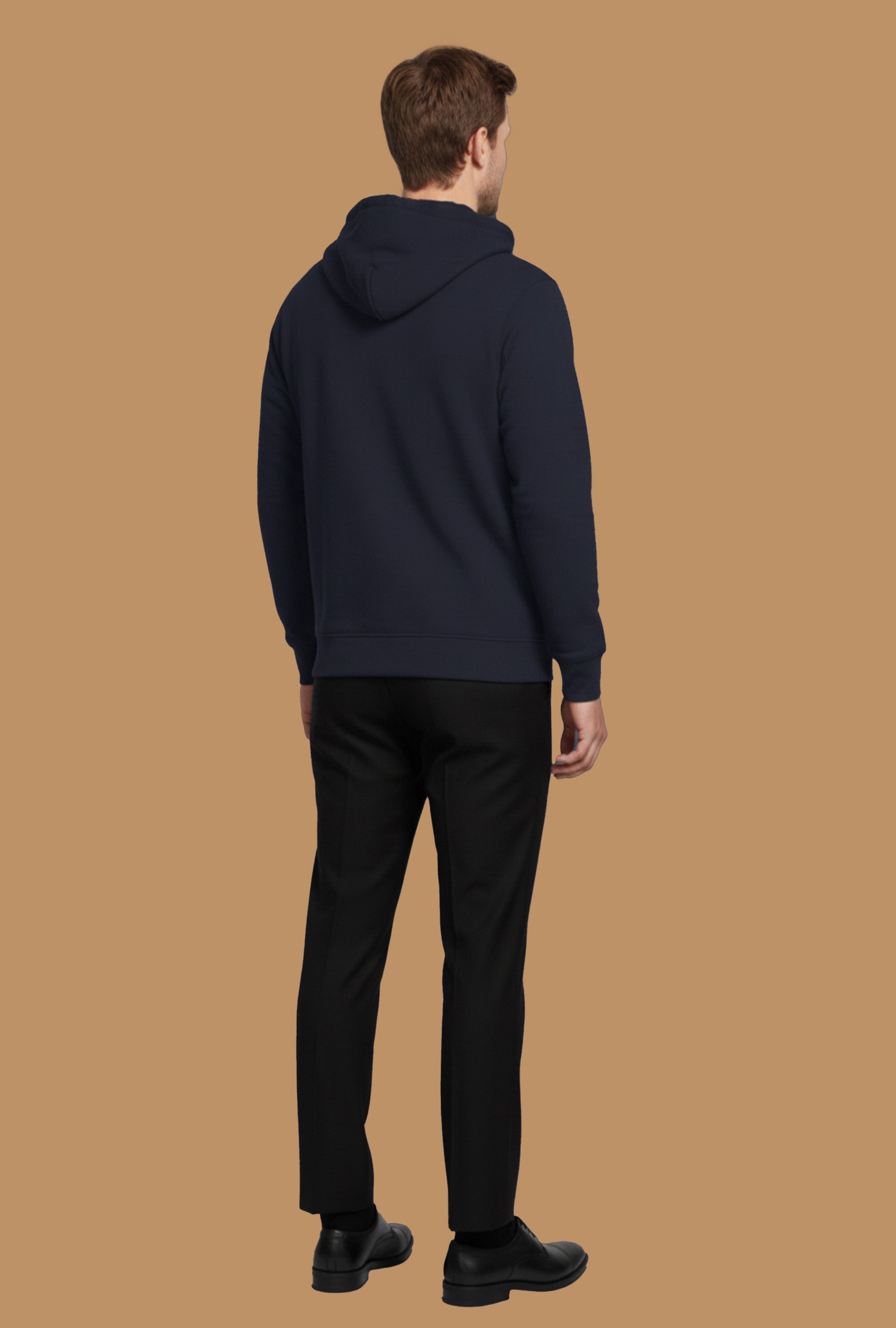 Exalon Premium Navy Blue Full-Zip Hoodie for Men with Side Pockets