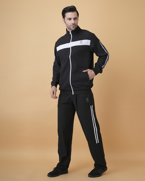 Exalon AeroStride Black Sports Tracksuit for Men | Premium Activewear Set