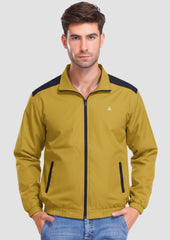 Men’s Mustard Colour Block Softshell Jacket with Full Zip | Exalon