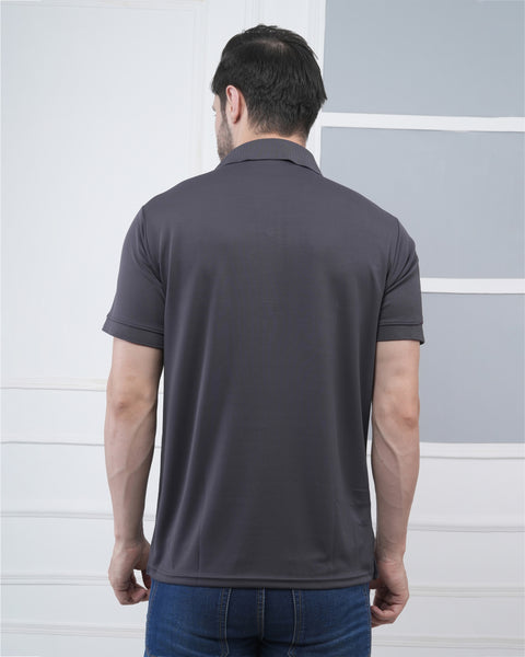 Dark Grey Smart Fit Polo Tee for Men Everyday Gym Training Wear