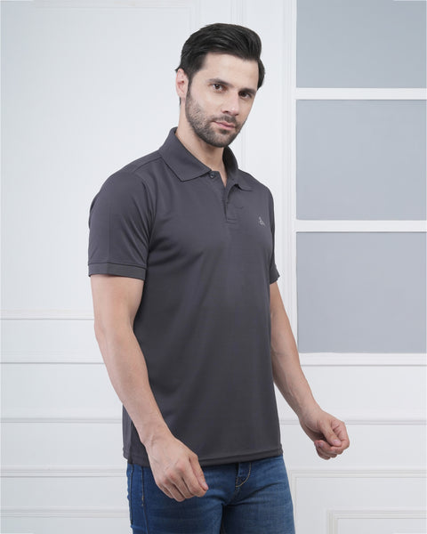 Dark Grey Smart Fit Polo Tee for Men Everyday Gym Training Wear
