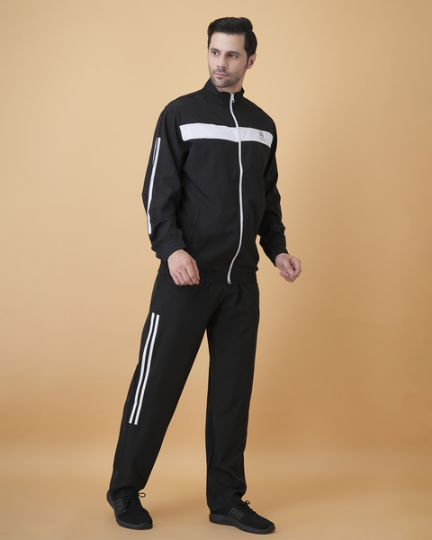 Exalon AeroStride Black Sports Tracksuit for Men | Premium Activewear Set
