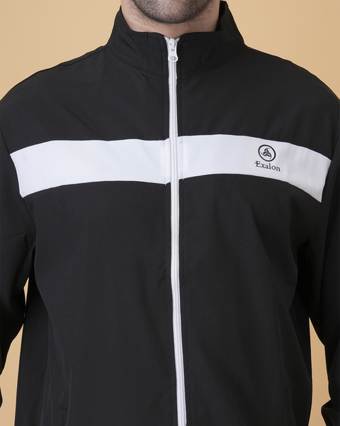 Exalon AeroStride Black Sports Tracksuit for Men | Premium Activewear Set