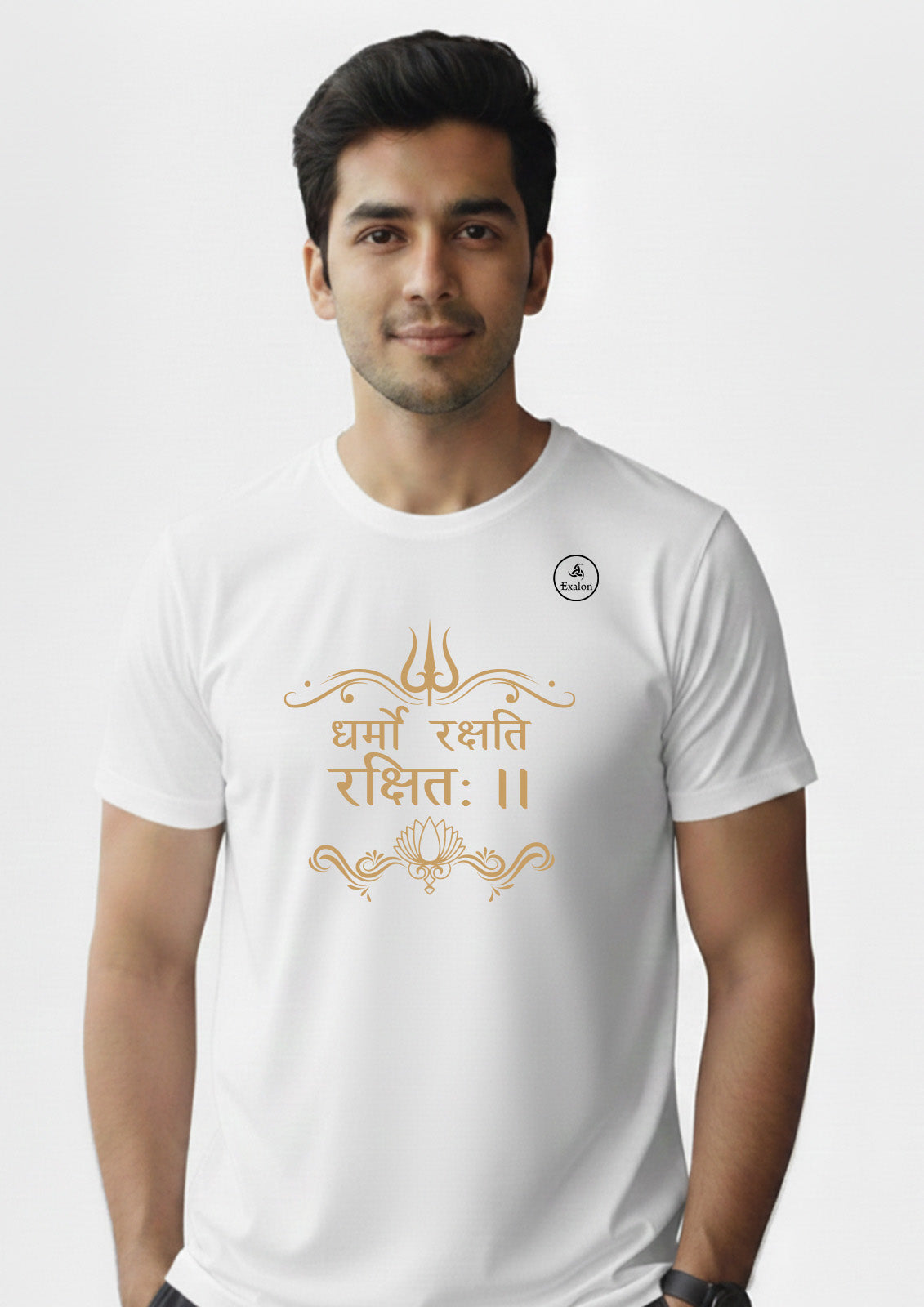 Dharmo Rakshati Rakshitah Sanskrit Polyester T-Shirt for Men | Exalon