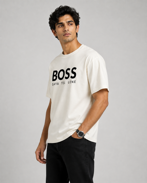 Exalon Boss Gaya Tel Lene Oversized Graphic T-Shirt for Men