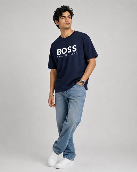 Exalon Boss Gaya Tel Lene Oversized T-Shirt for Men