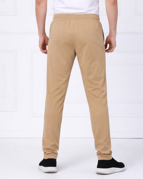 Beige NS Lycra Stretch Active Track Pants for Men