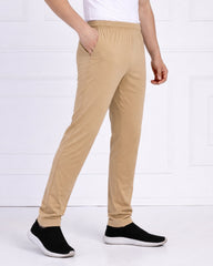 Beige NS Lycra Stretch Active Track Pants for Men