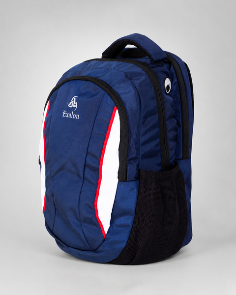 Premium Navy Blue Laptop Backpack with 3 Compartments & Bottle Pockets