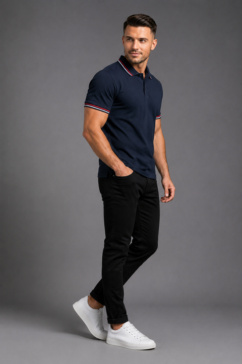 Exalon Premium Navy Blue Corporate Polo T-Shirt | Regular Fit