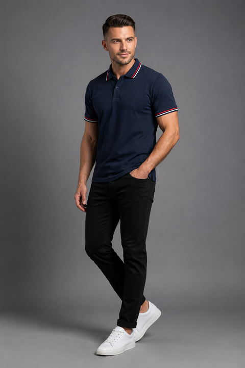 Exalon Premium Navy Blue Corporate Polo T-Shirt | Regular Fit