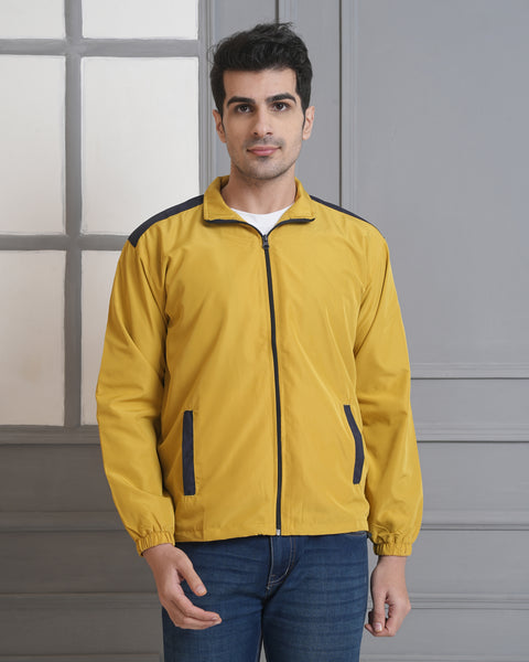 Mustard Yellow Windcheater Jacket for Men | Lightweight Full Zip Casual & Outdoor Jacket