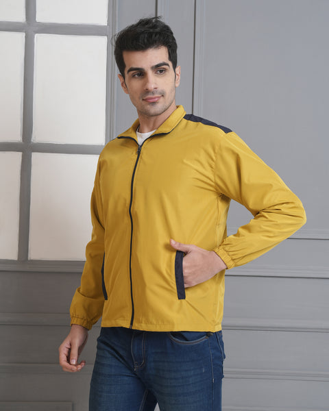 Mustard Yellow Windcheater Jacket for Men | Lightweight Full Zip Casual & Outdoor Jacket