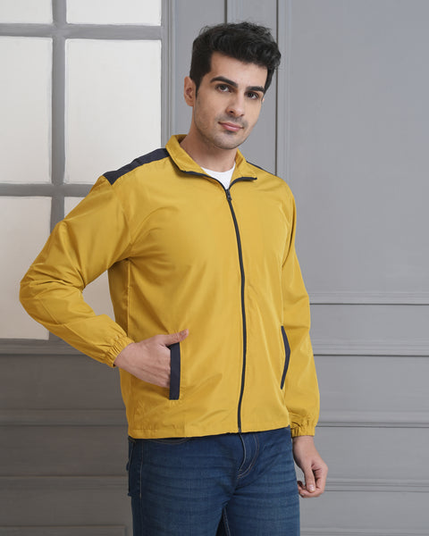 Mustard Yellow Windcheater Jacket for Men | Lightweight Full Zip Casual & Outdoor Jacket