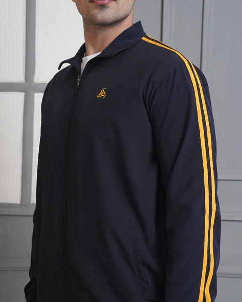Exalon Velocity Pro Navy Gold Side Stripe Tracksuit for Men | Premium Activewear