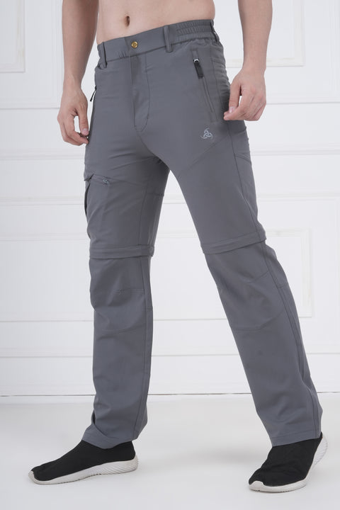 Exalon Explorer Convertible Cargo Pants for Men | Grey Performance Trousers