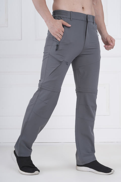 Exalon Explorer Convertible Cargo Pants for Men | Grey Performance Trousers