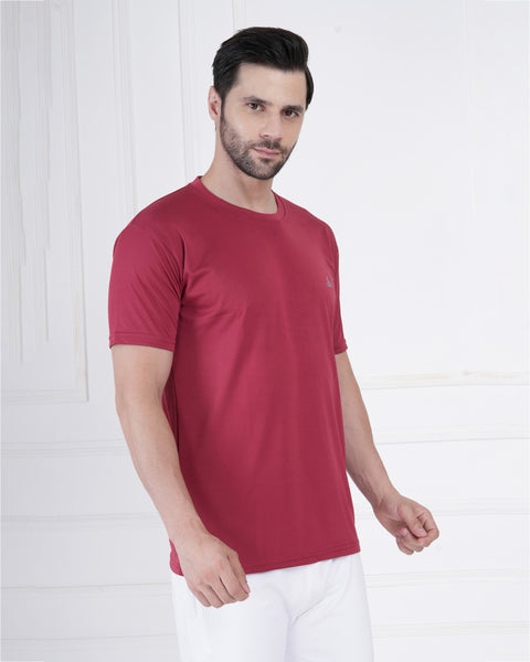 Classic Crew Neck T-Shirt for Men in Rich Maroon Shade