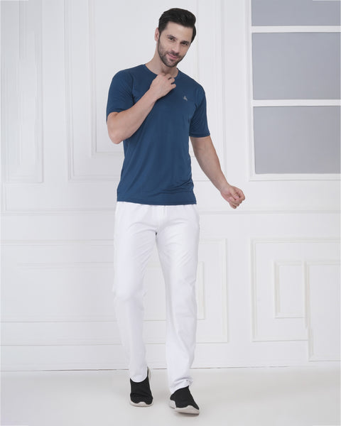 Ocean Teal Micro Polyester Performance Round Neck T-Shirt