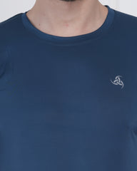 Ocean Teal Micro Polyester Performance Round Neck T-Shirt