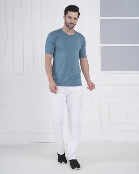 Breeze Teal Active Round Neck T Shirt for Men Gym Training Wear
