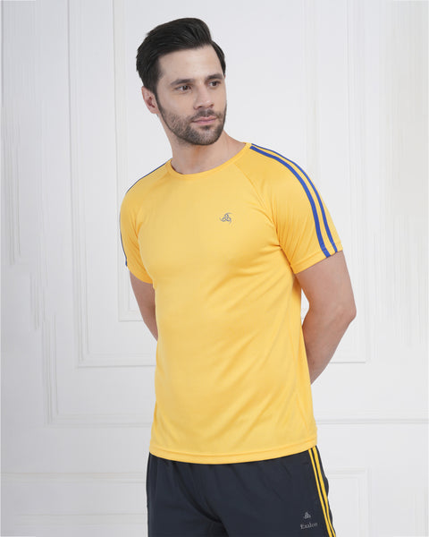 Vibrant Yellow Surge Active Round Neck T Shirt for Men Wear