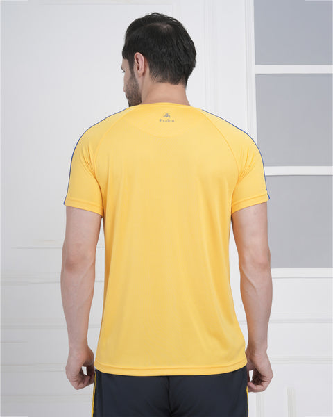 Vibrant Yellow Surge Active Round Neck T Shirt for Men Wear